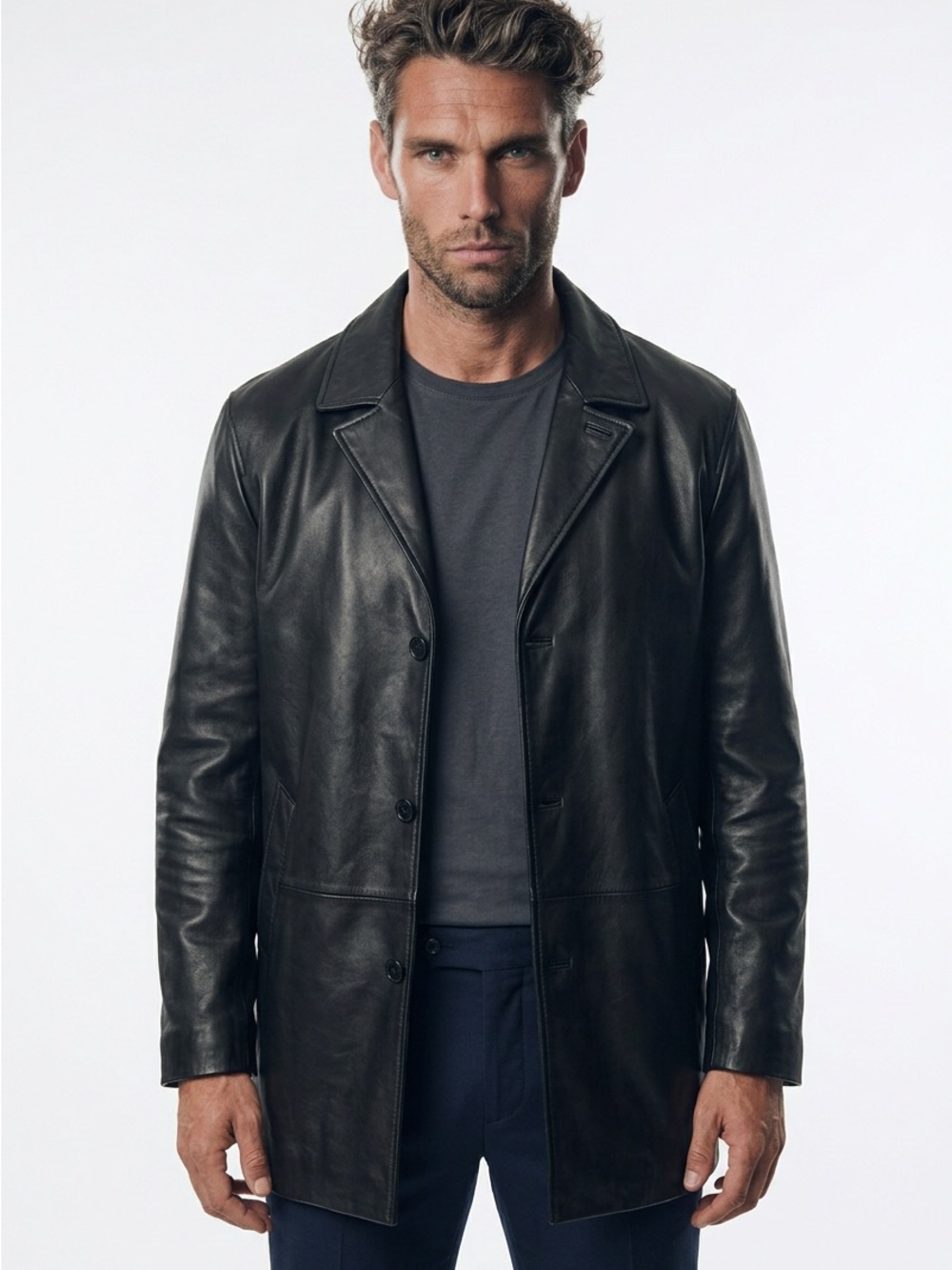 |•ANDREW FEZZA•| 100% Genuine Black Leather Jacket Size 44R